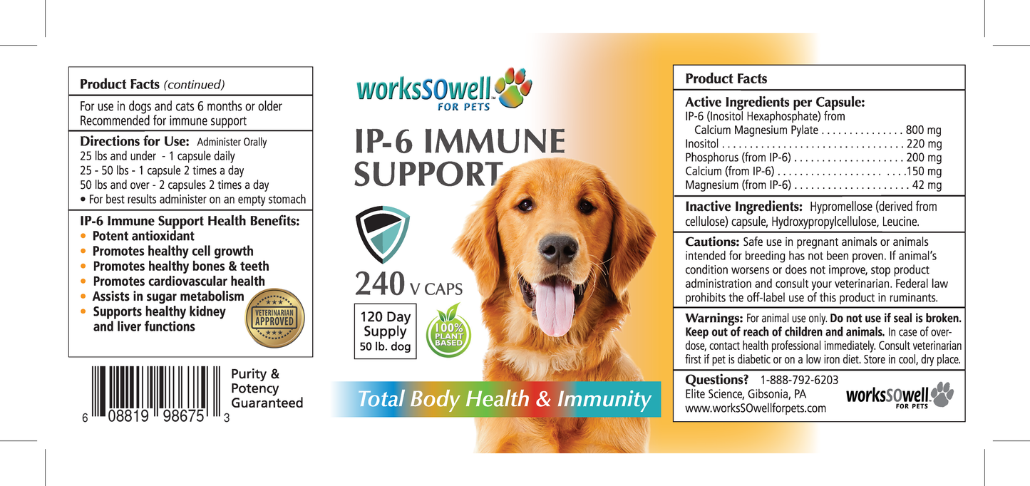 IP-6 IMMUNE SUPPORT for Dogs 2 Bottles (480 V-Caps)