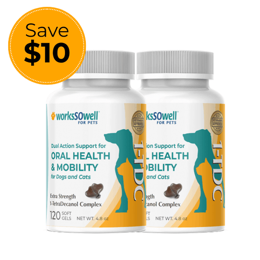 1-TDC ORAL HEALTH + MOBILITY SUPPORT FOR DOGS & CATS 2 Bottles (240 soft gels)