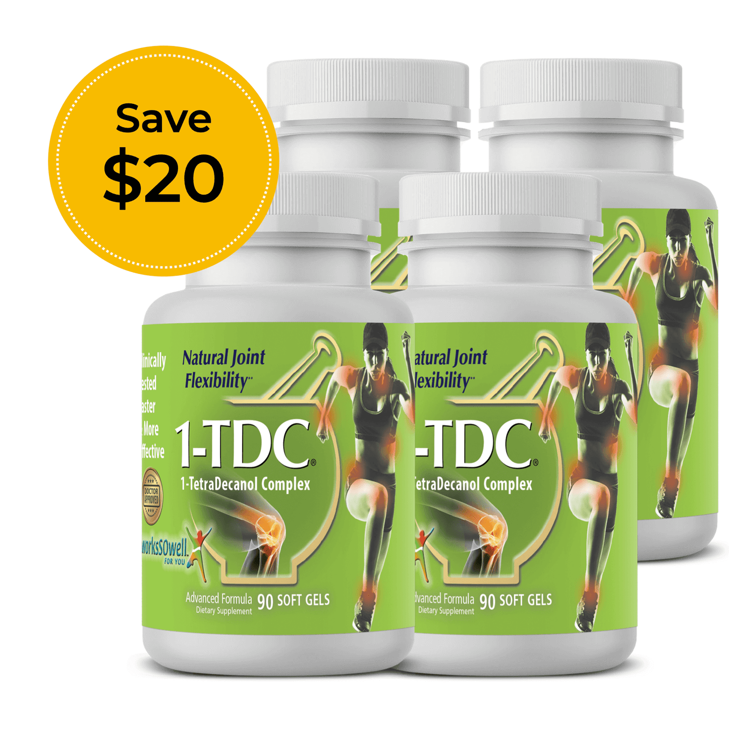 1-TDC Joint & Muscle Starter pack (4 Bottles / 360 Soft Gels + 1 jar / 2 oz cream)