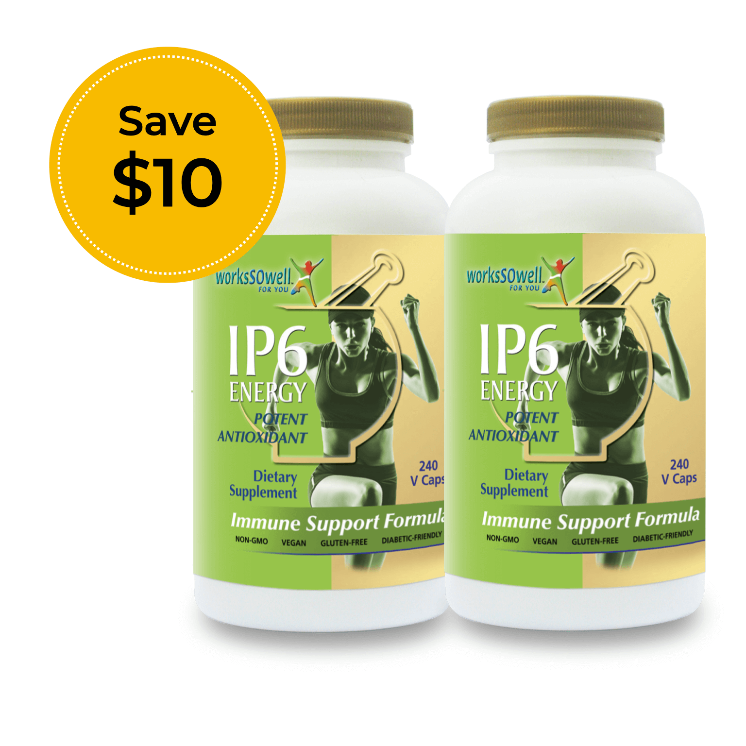 IP6 Energy Immune Support 2 Bottles (480 V-Caps) – worksSOwell